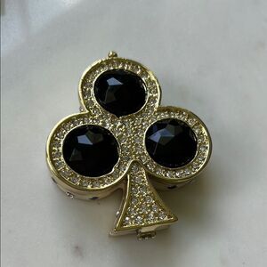 Glamorous clover Black and Gold faux diamond‎ trinket box